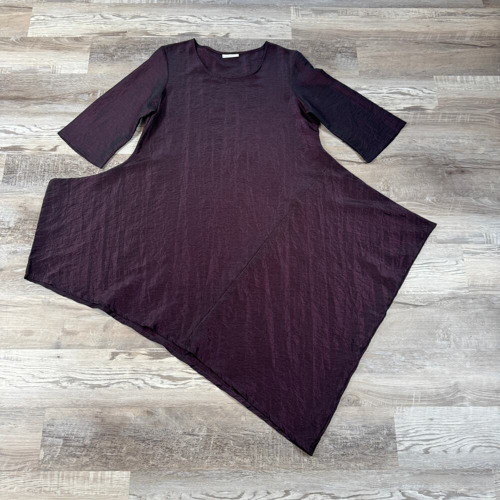 Bryn Walker Naida Tunic Plum Asymmetric Lagenlook Art to Wear Made USA Fall L - Picture 7 of 9